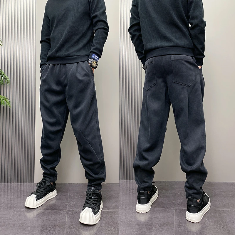 2025年秋冬季潮牌韩版痞帅青年男士水洗休闲锥形宽松哈伦网红裤子