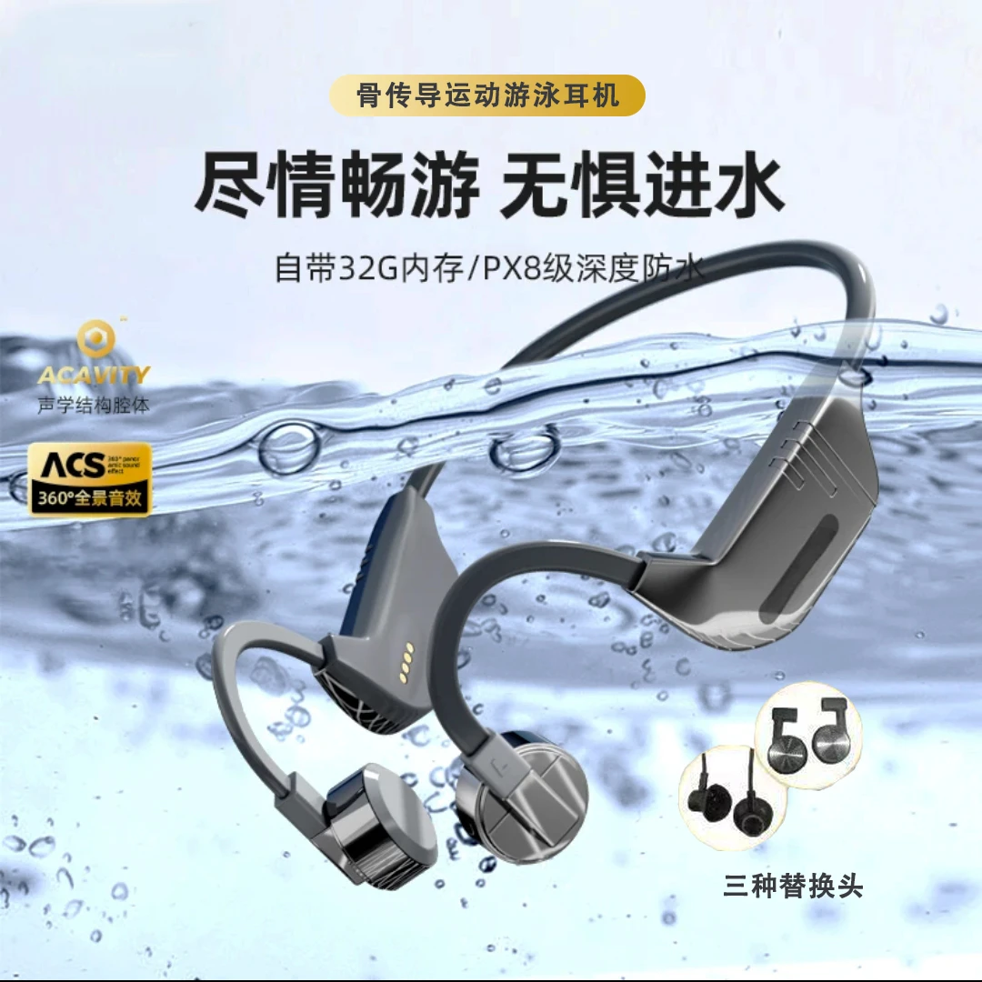 骨传导蓝牙耳机无线32G内存游泳防水防汗跑步运动挂耳式超长续航