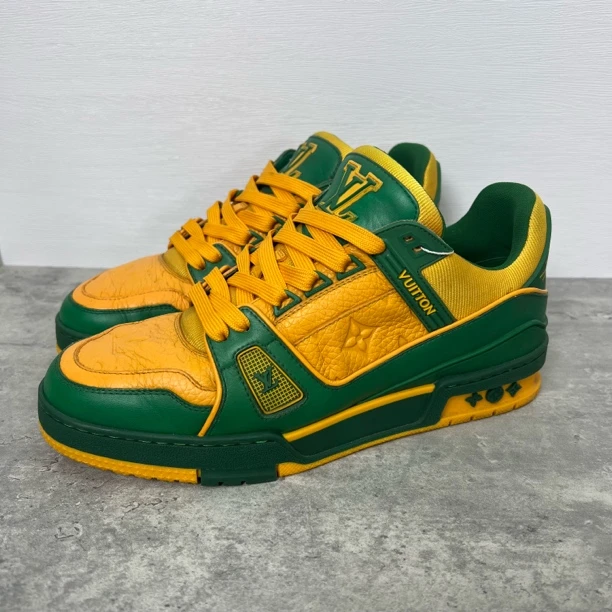 95新 LouisVuitton/路易威登 巴西黄绿吹呢trainer板鞋/正品/潮鞋