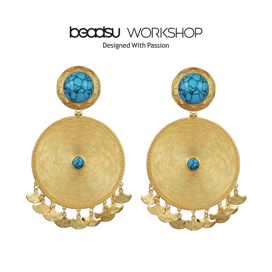 铜合金耳饰 beadsu workshop 喜马拉雅藏饰 大圆盘耳环 ME172