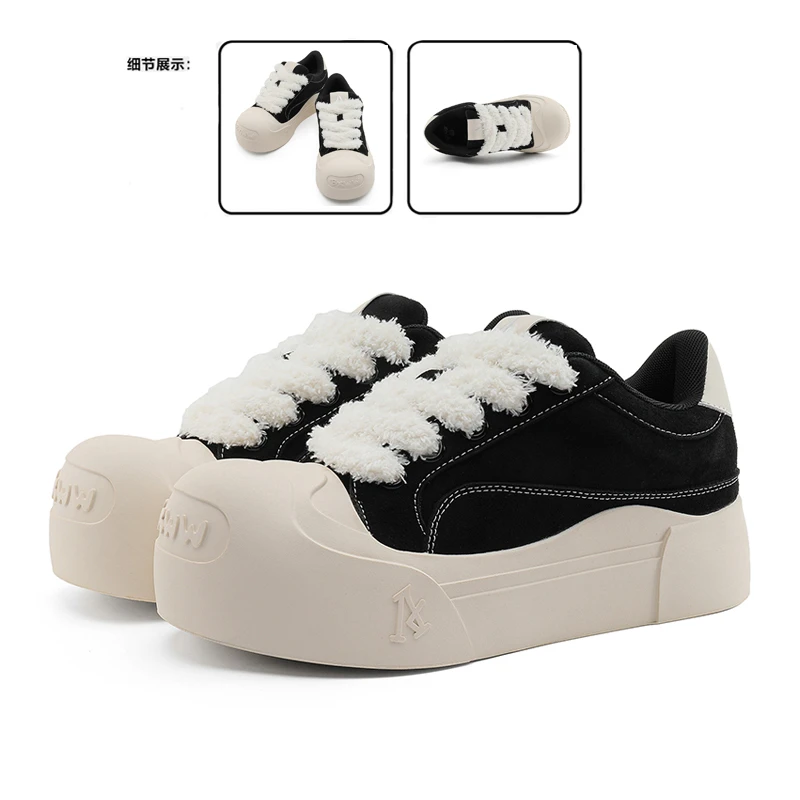 鞋子男小众设计开口笑小泡芙休闲鞋女厚底增高大头鞋国潮低帮板鞋