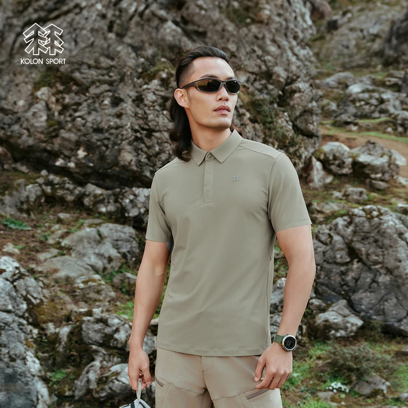 KOLON SPORT可隆男AIRMESH短袖POLO衫吸湿速干接触凉感透湿上衣