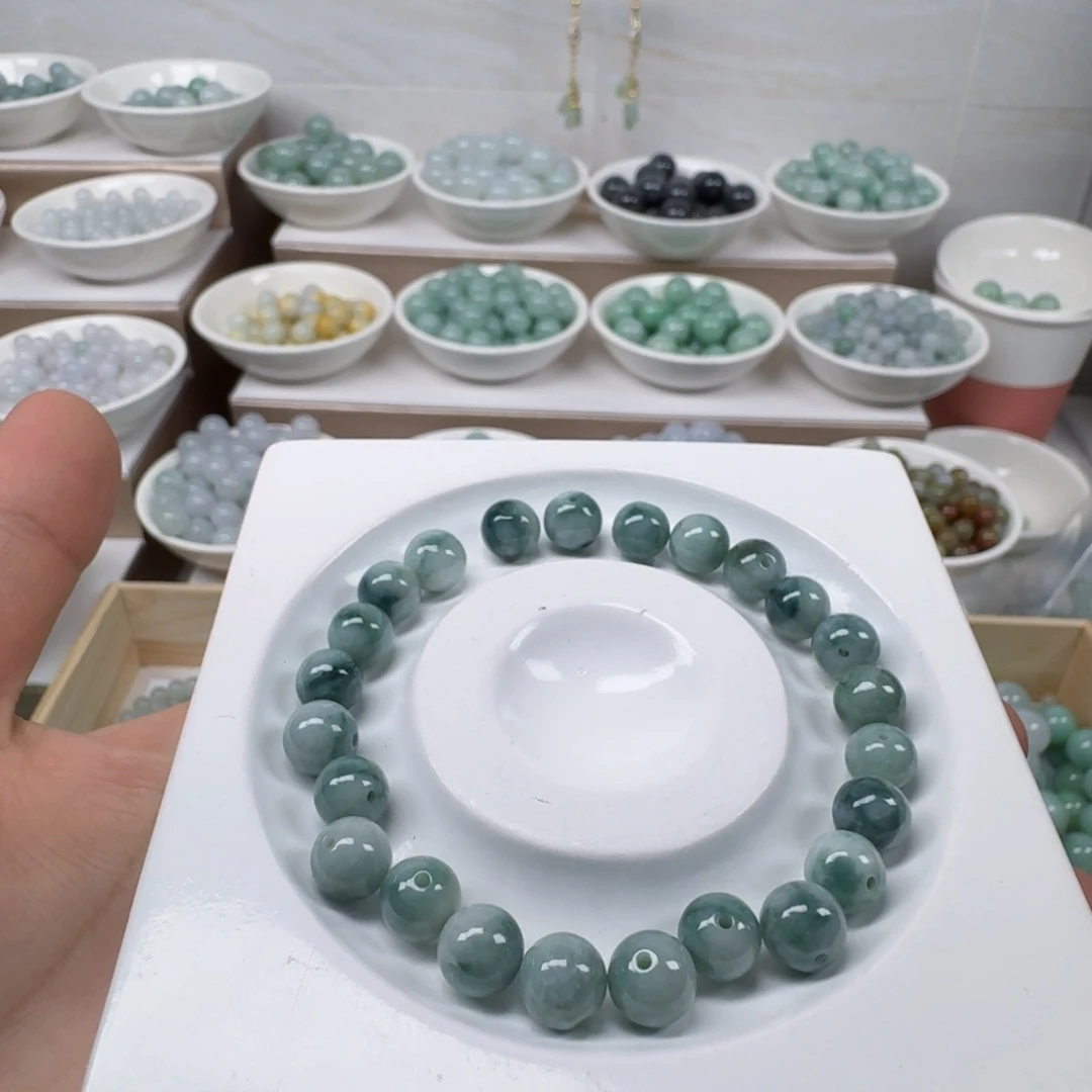 翡翠未镶嵌手链缅甸翡翠A货卡7.m