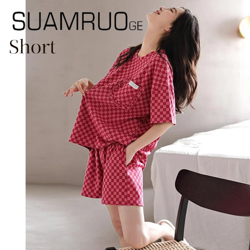 韩版小众睡衣女夏季新款纯棉布料短袖吸睛高级感可外穿家居服套装