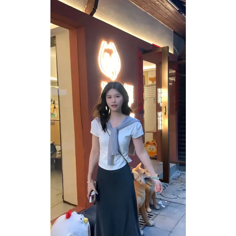 【尤你穿搭】韩系时尚2025夏季新款百搭衬衫上衣女配显瘦半身裙套装