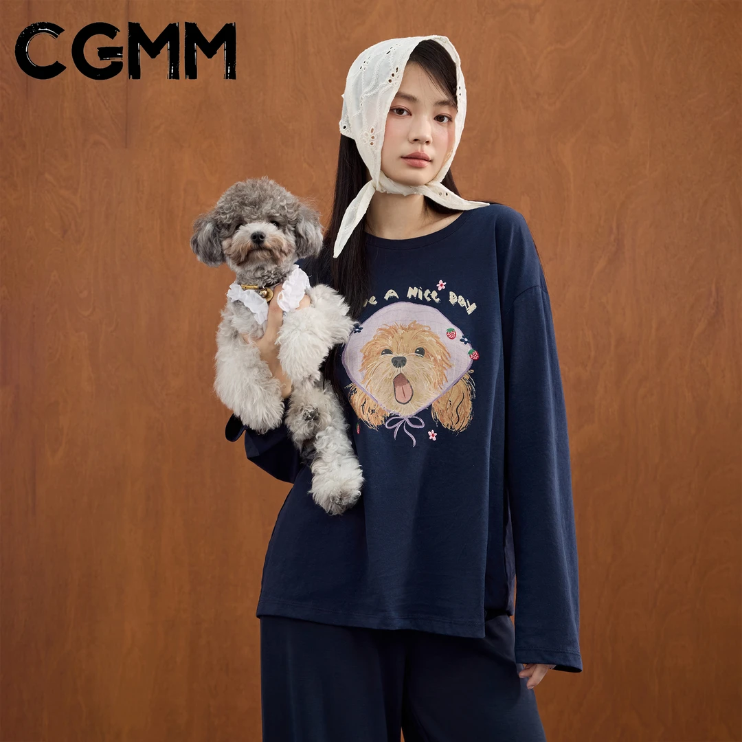 CGMM/橱柜密码秋季新款时尚趣味印花休闲长袖罩衫DSOMB5161