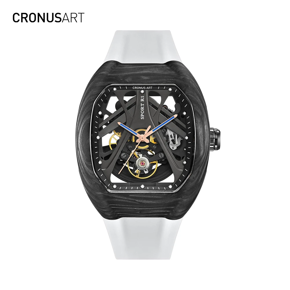 CronusArt克洛斯SR超跑水晶时尚酒桶型潮流镂空机械腕表夜光指针