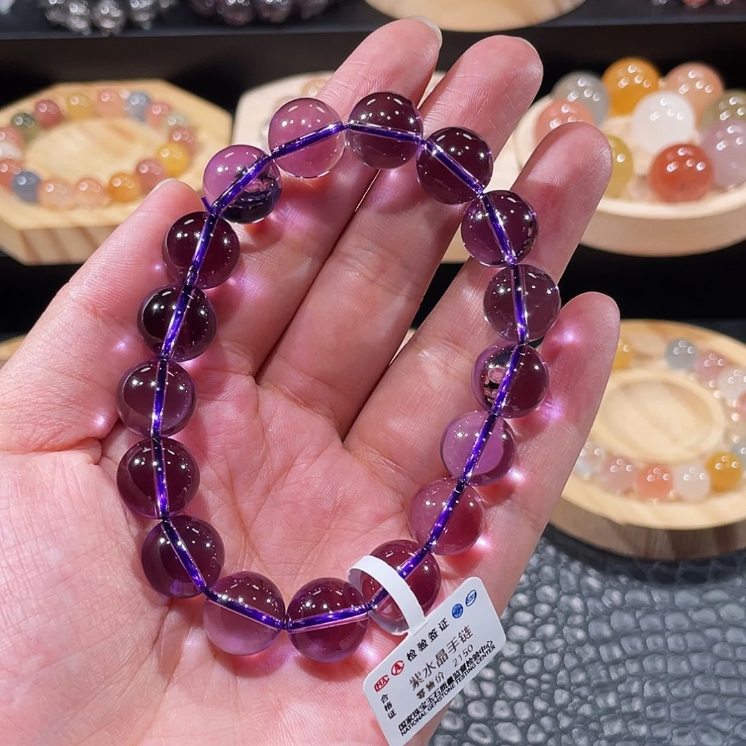 水晶手链未镶嵌紫水晶手链，晶体通透
