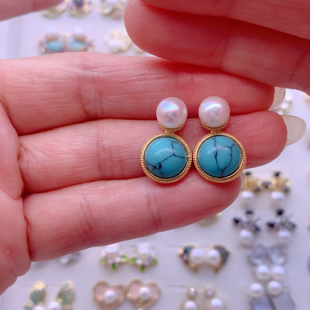 淡水珍珠耳饰合金