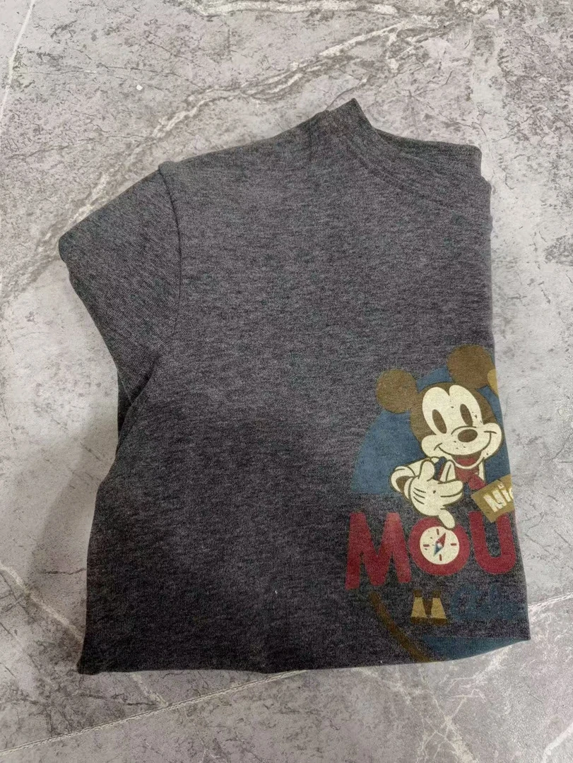 精品羊狨A3108深灰MO卡通印花短袖