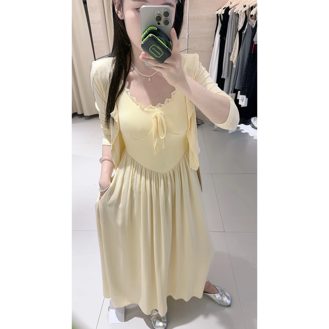 88037纯欲风蕾丝边两件套裙