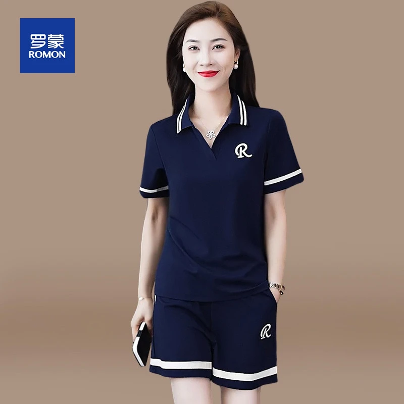 小个子妈妈夏装休闲短裤运动套装女2025新款中老年夏季短袖t恤衫