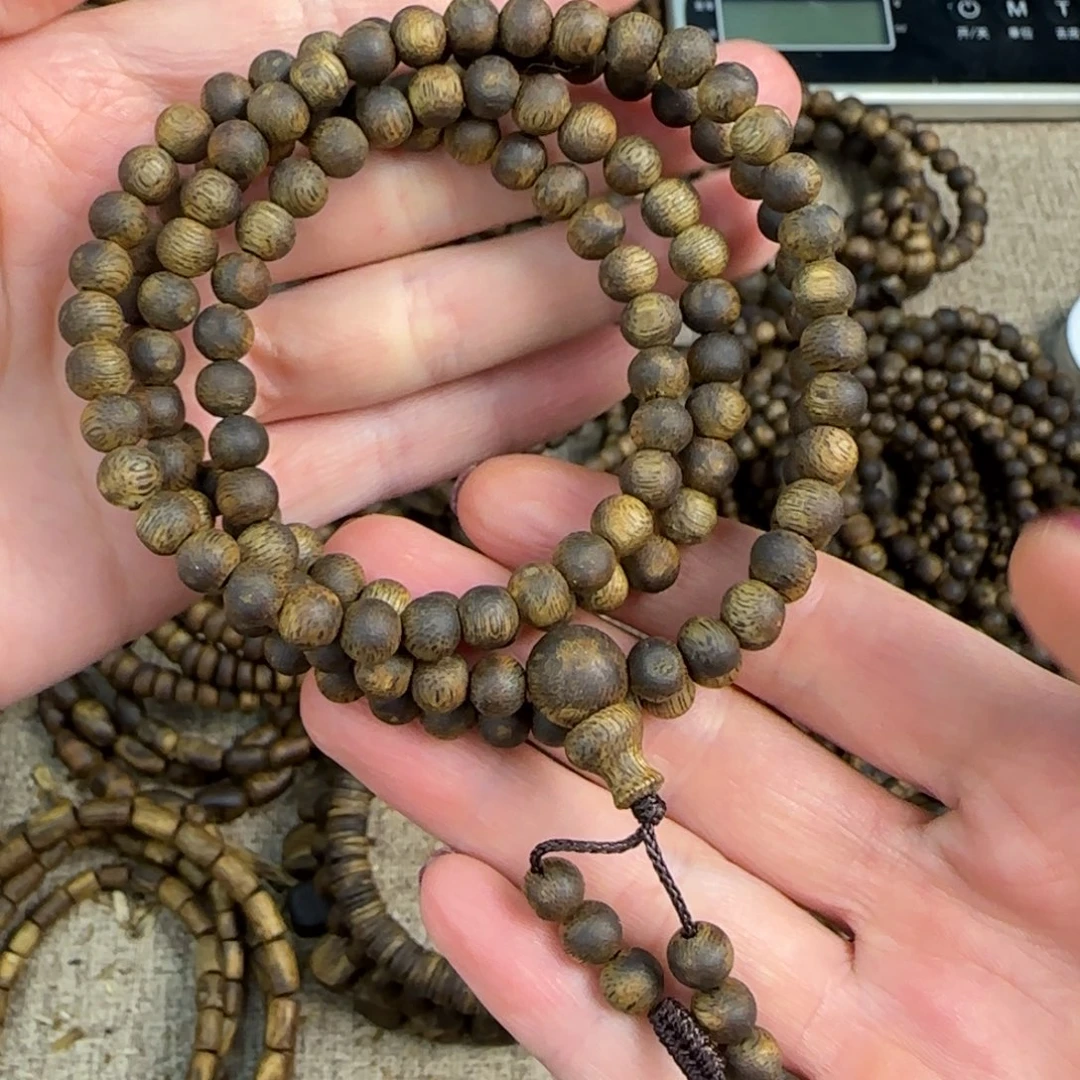 沉香碎屑沉香卡5圆珠多圈11克➕