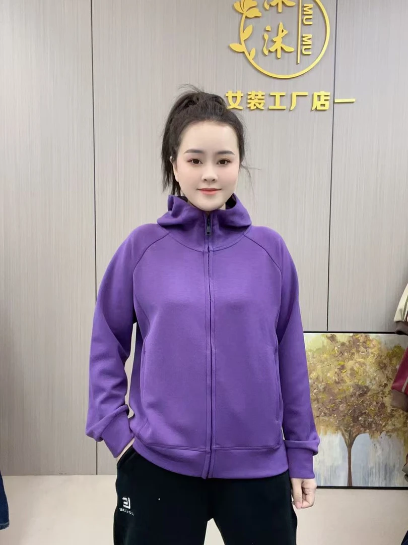 【沐沐】连帽外套春秋新款时尚运动休闲百搭插肩袖连帽开衫外套