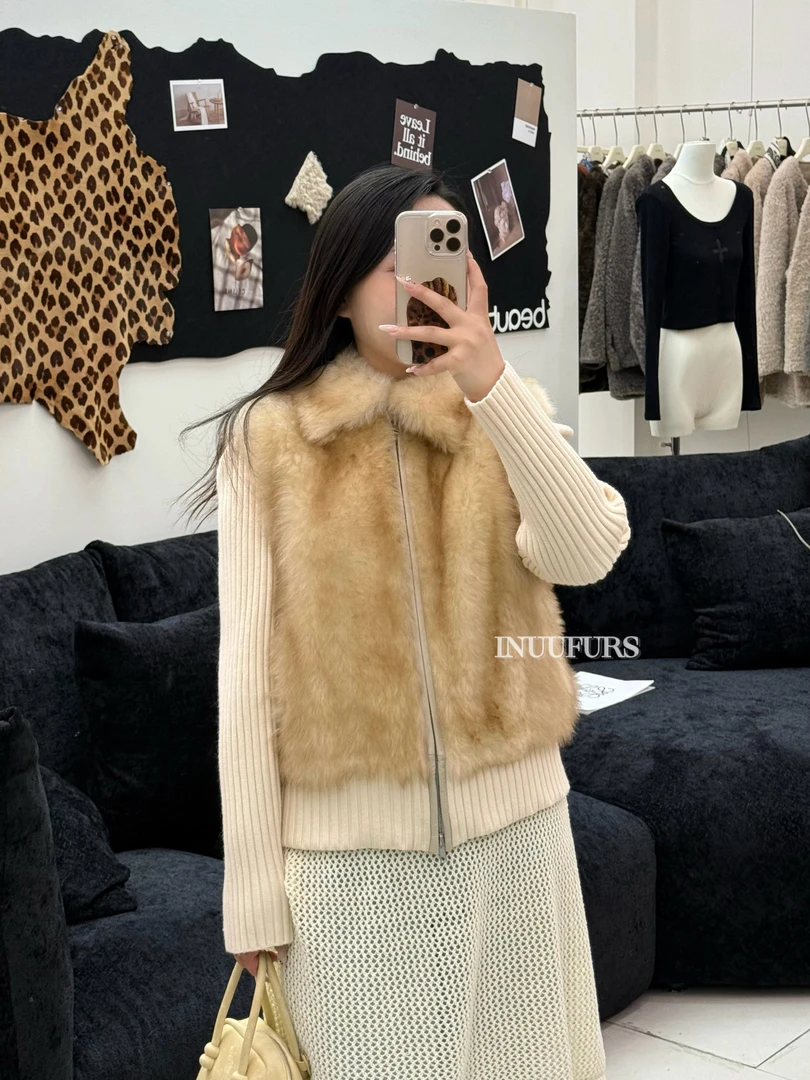 UUFINEBABE “少女心事” 2025年秋冬新款托斯卡纳直毛皮毛一体外套