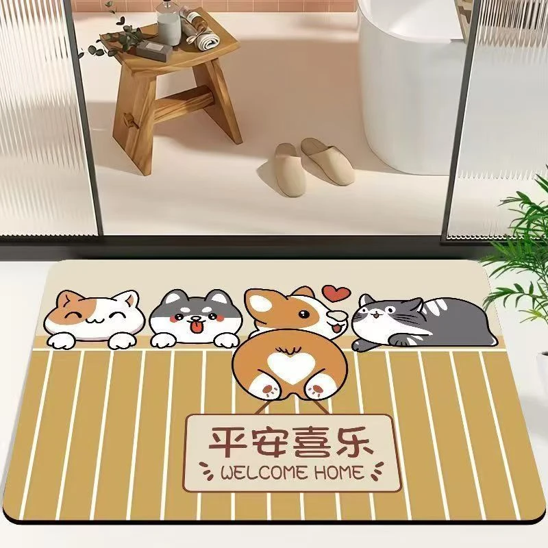 软硅藻泥浴室卫生间厨房入户卧室脚垫吸水吸油超防滑速干地垫