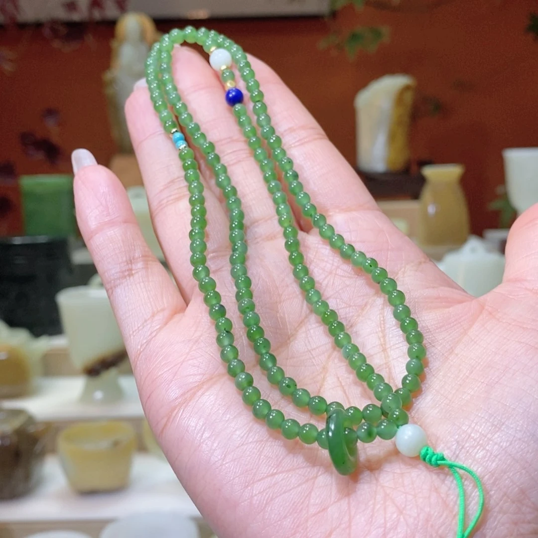 未镶嵌和田玉挂件和田玉碧玉串4mm