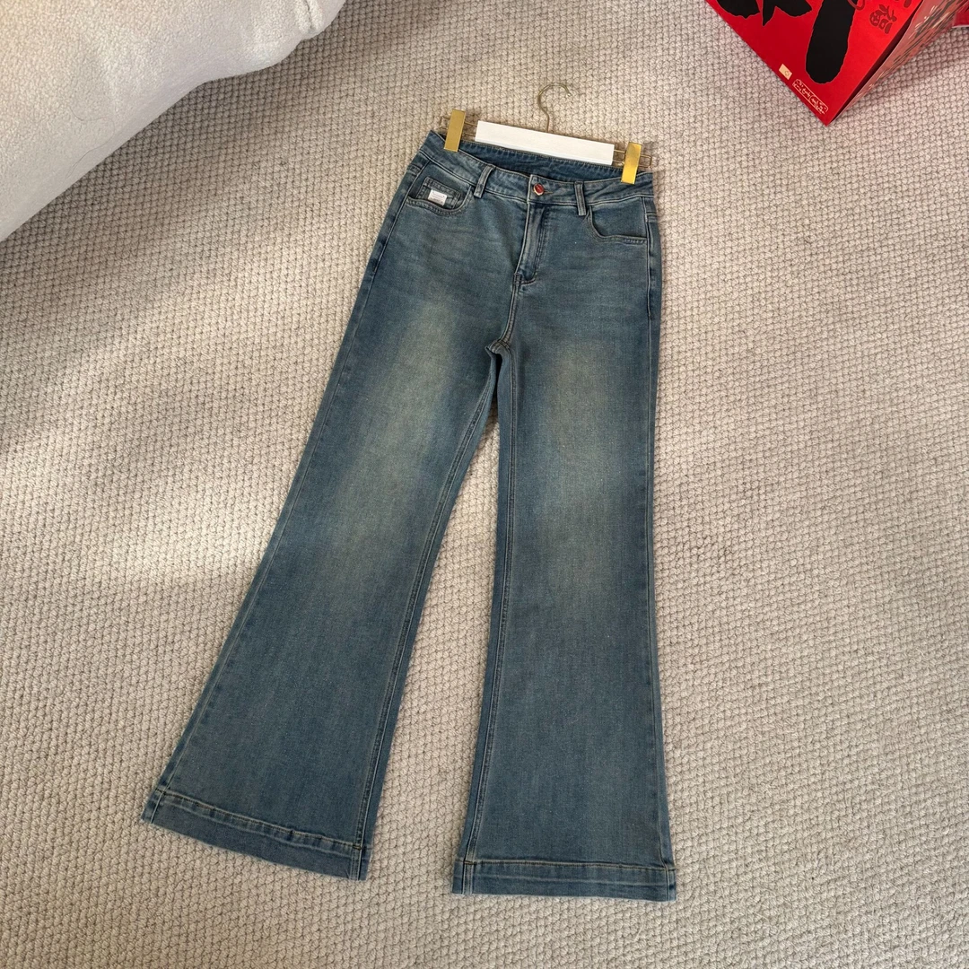 2025早春新款微喇牛仔裤女中高腰弹力气质高级显瘦喇叭裤JN7035