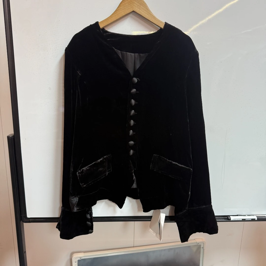 100桑蚕丝真丝丝绒外套休闲简约真丝外套J011