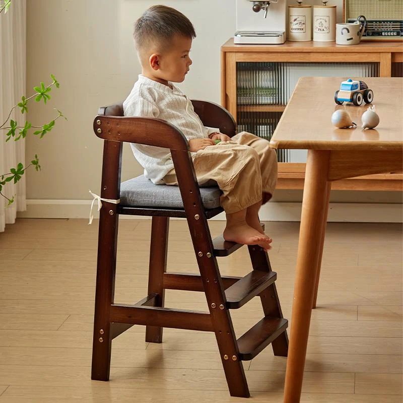 实木儿童餐椅宝宝家用吃饭椅加宽加大高脚椅家用学习多功能成长椅