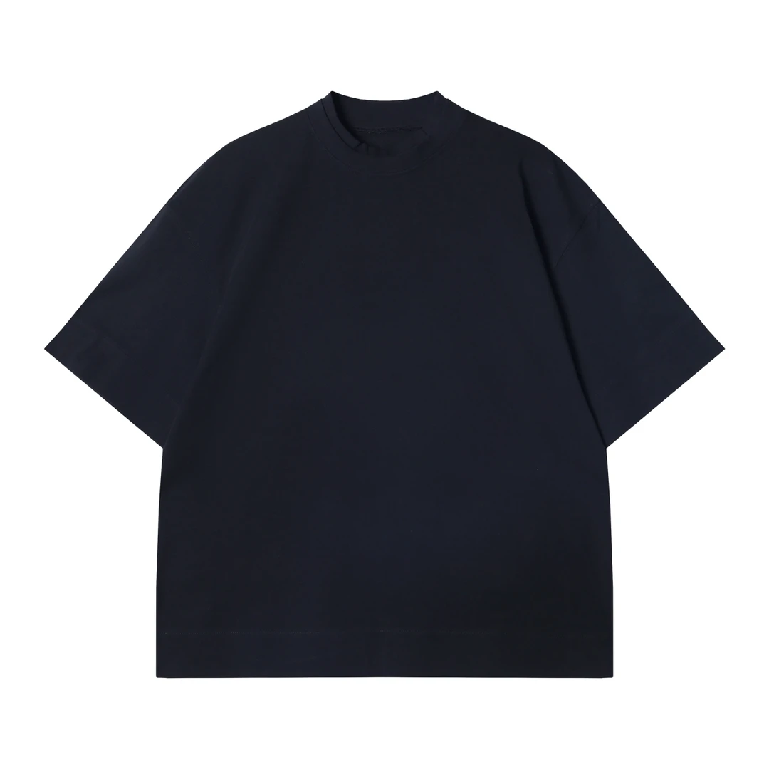 夏季高级感新款美式纯色双领口圆领宽松短袖T恤时尚休闲百搭上衣