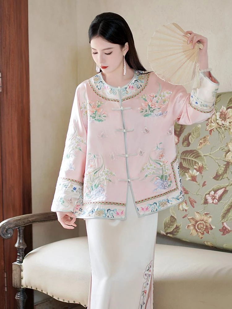 新中式国风重工刺绣外套女时尚气质百搭复古显瘦圆领上衣女装潮流