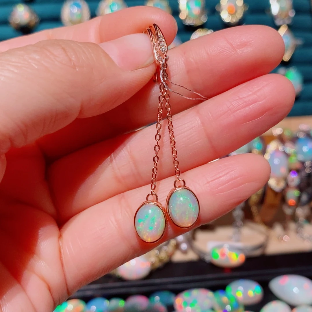 欧泊欧泊耳饰银S925镶嵌万**王