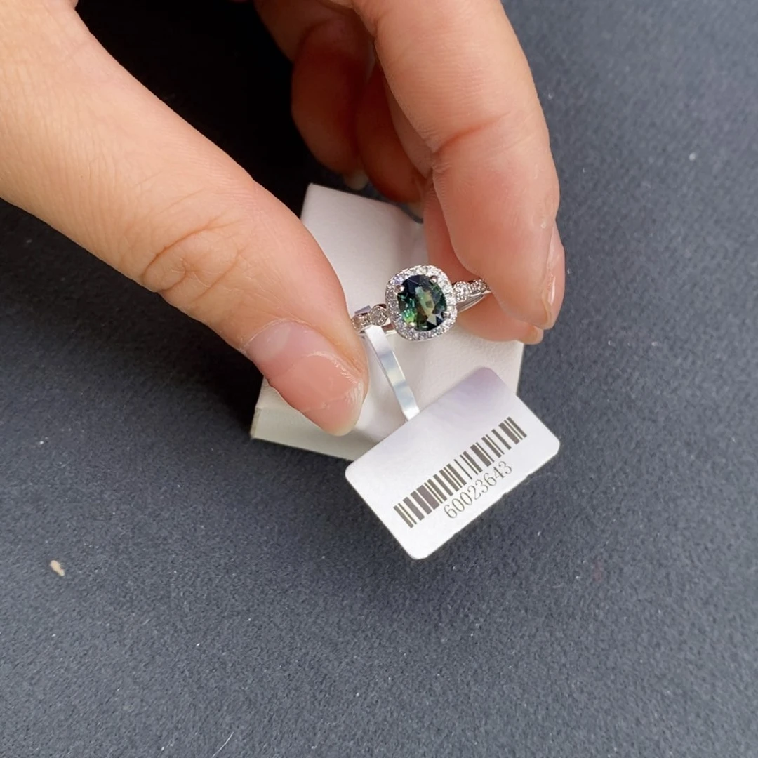 蓝宝石戒指银S925镶嵌