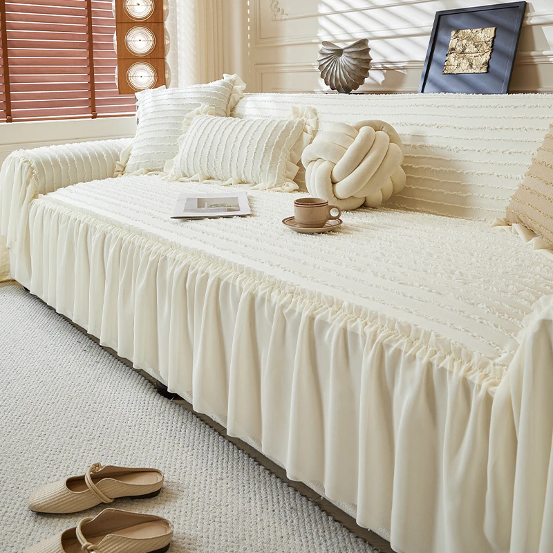 （线溯巾）奶油风沙发盖布新款四季通用防滑沙发巾一整张全盖万能毯