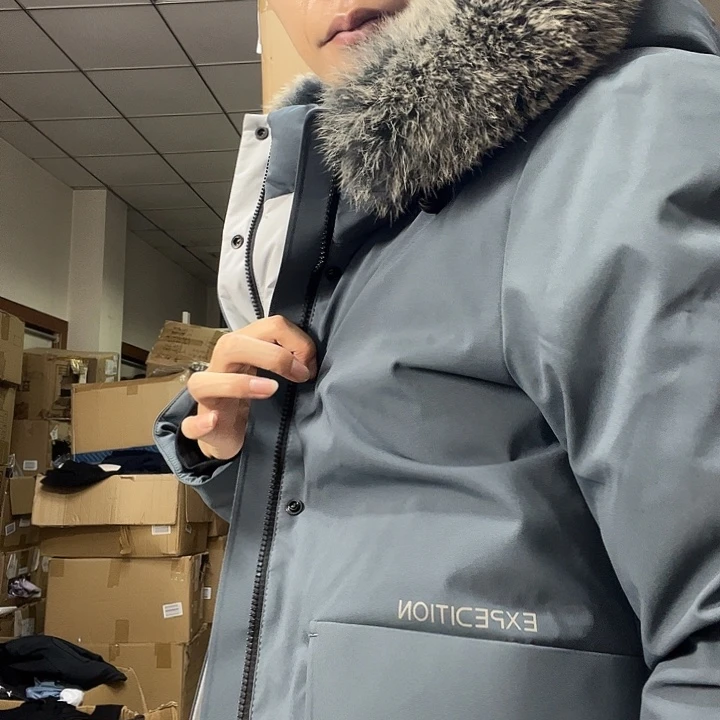 大毛领蓝灰色170码男士