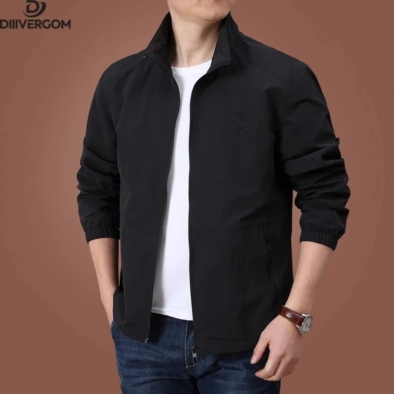 春秋薄款外套男工装休闲夹克2025新款大码男装速干透气立领上衣男