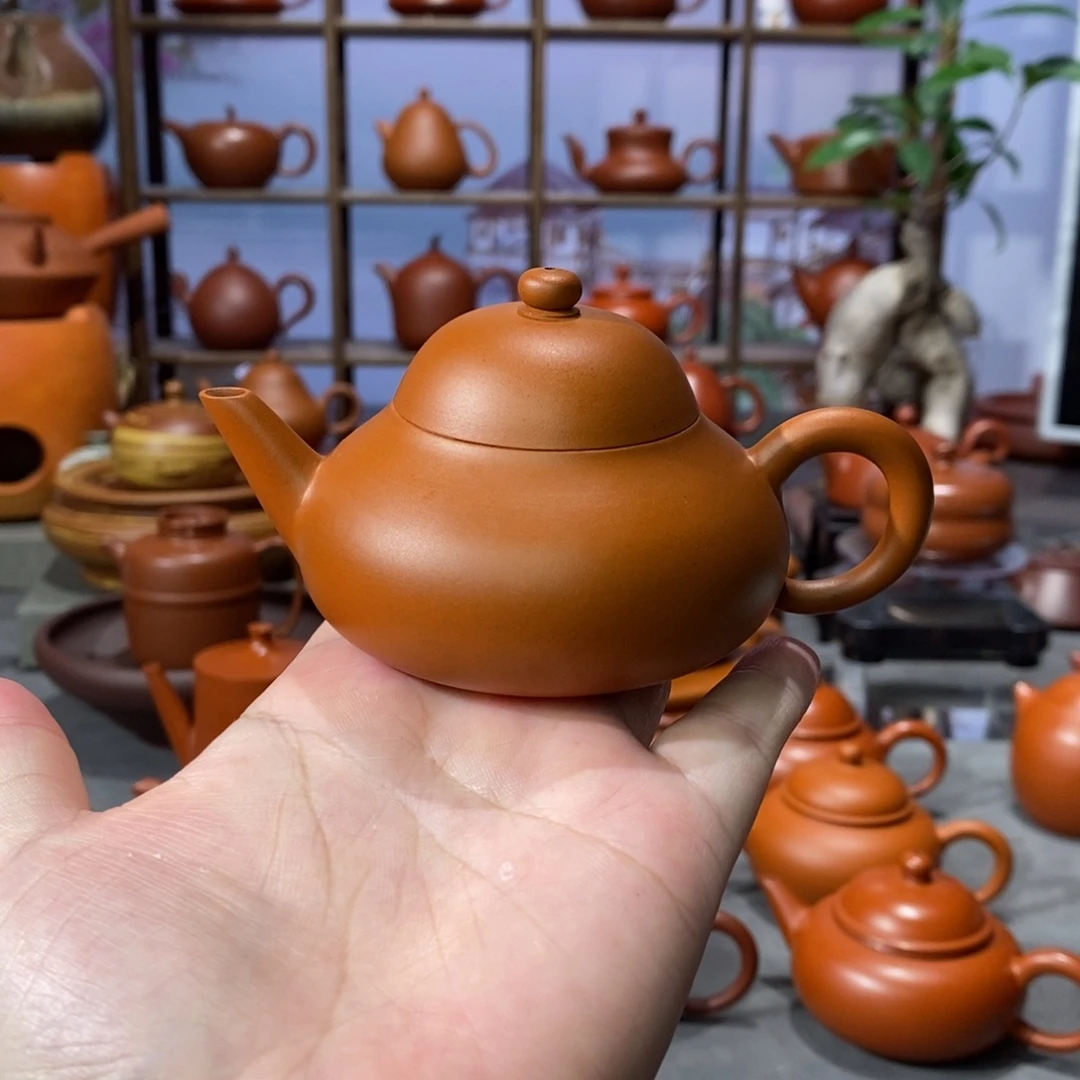 朱泥茶壶陈伟庆鸡蛋黄剑流矮梨壶100c