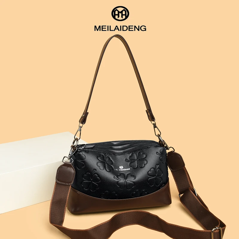 5MEILAIDENG新款多层女斜挎包印花日常休闲包经典款实用百搭包包