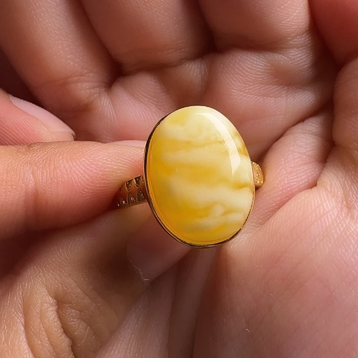 蜜蜡银S925镶嵌戒指戒指