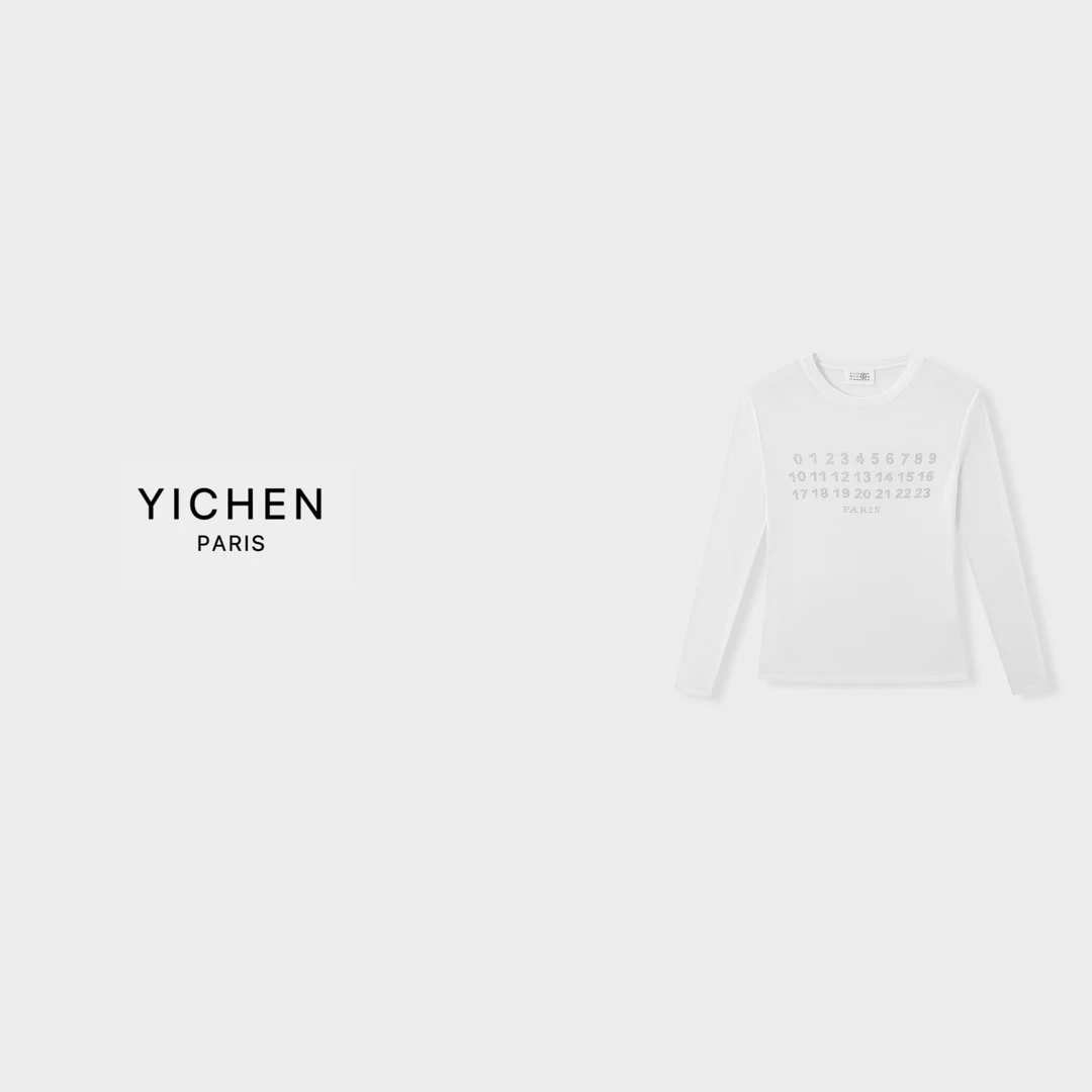 YC 重工 MM6 数字烫钻天丝羊毛长袖打底-3507
