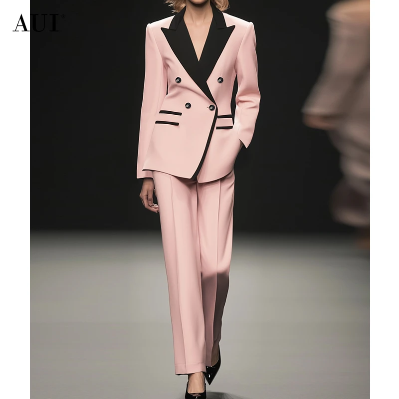 【高高甄选】AUI撞色设计感西装外套职业套装女新款-20240738