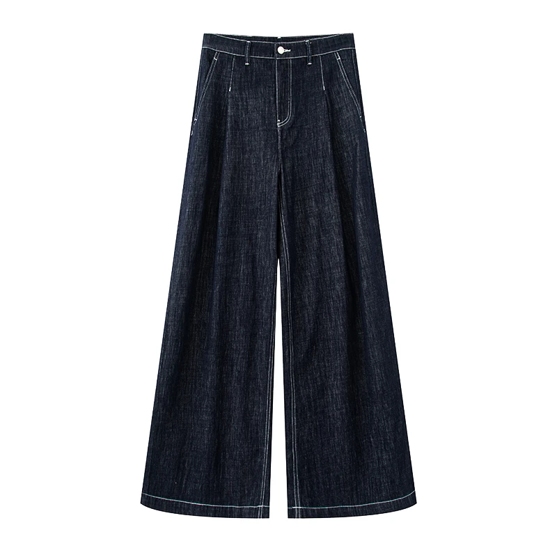 商场同款自制2025夏季新品高腰牛仔阔腿裤女3237