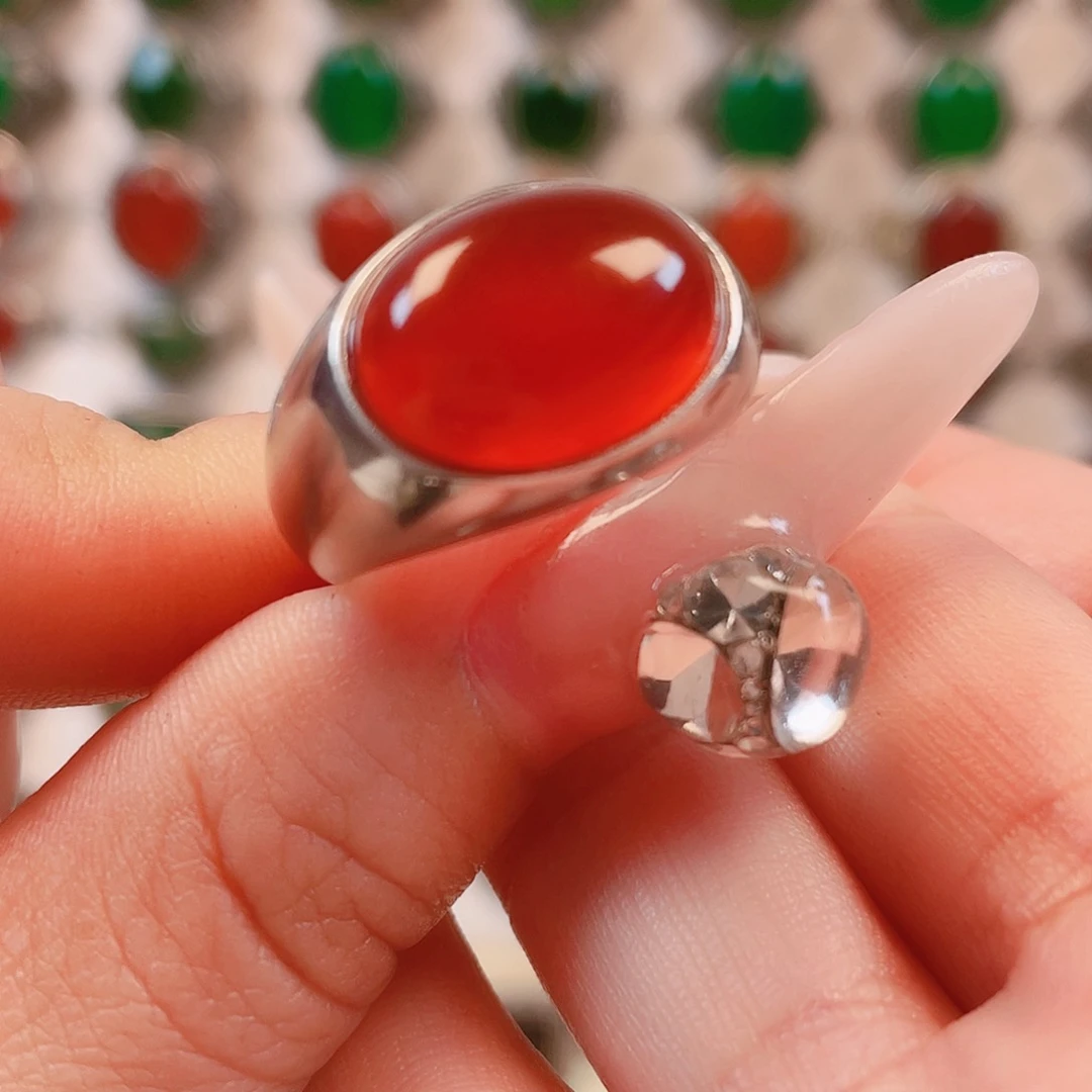 银S925镶嵌戒指玛瑙/玉髓