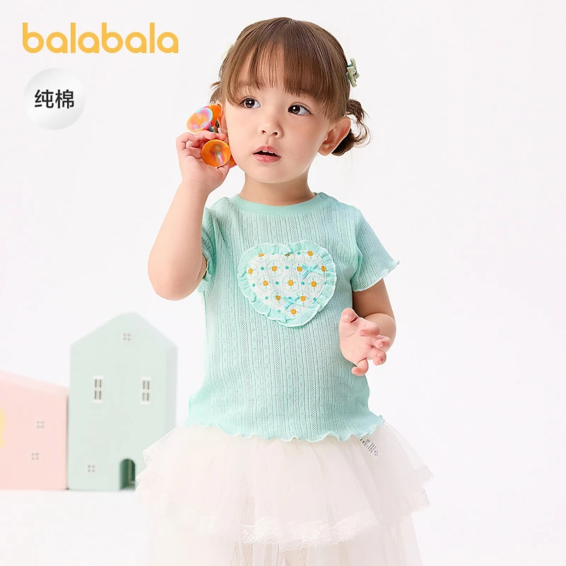 【商场同款】巴拉巴拉女童短袖t恤纯棉宝宝上衣2025新款夏装甜美