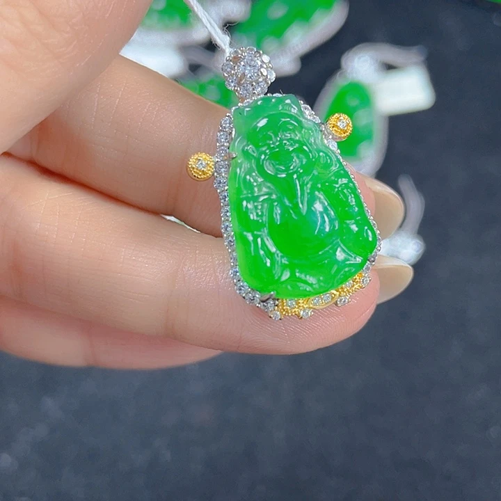 翡翠银S925镶嵌吊坠(不含链)