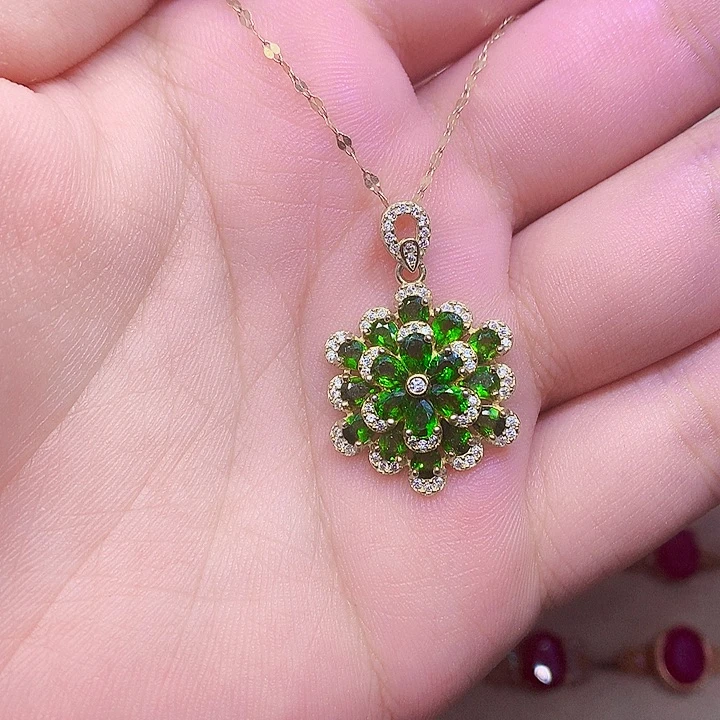 银S925镶嵌吊坠透辉石