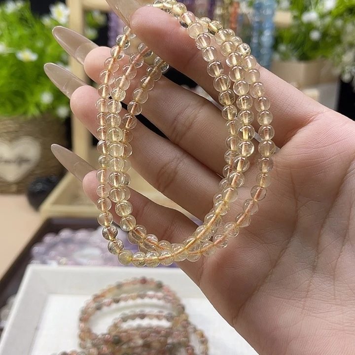 水晶手串未镶嵌多圈金发晶