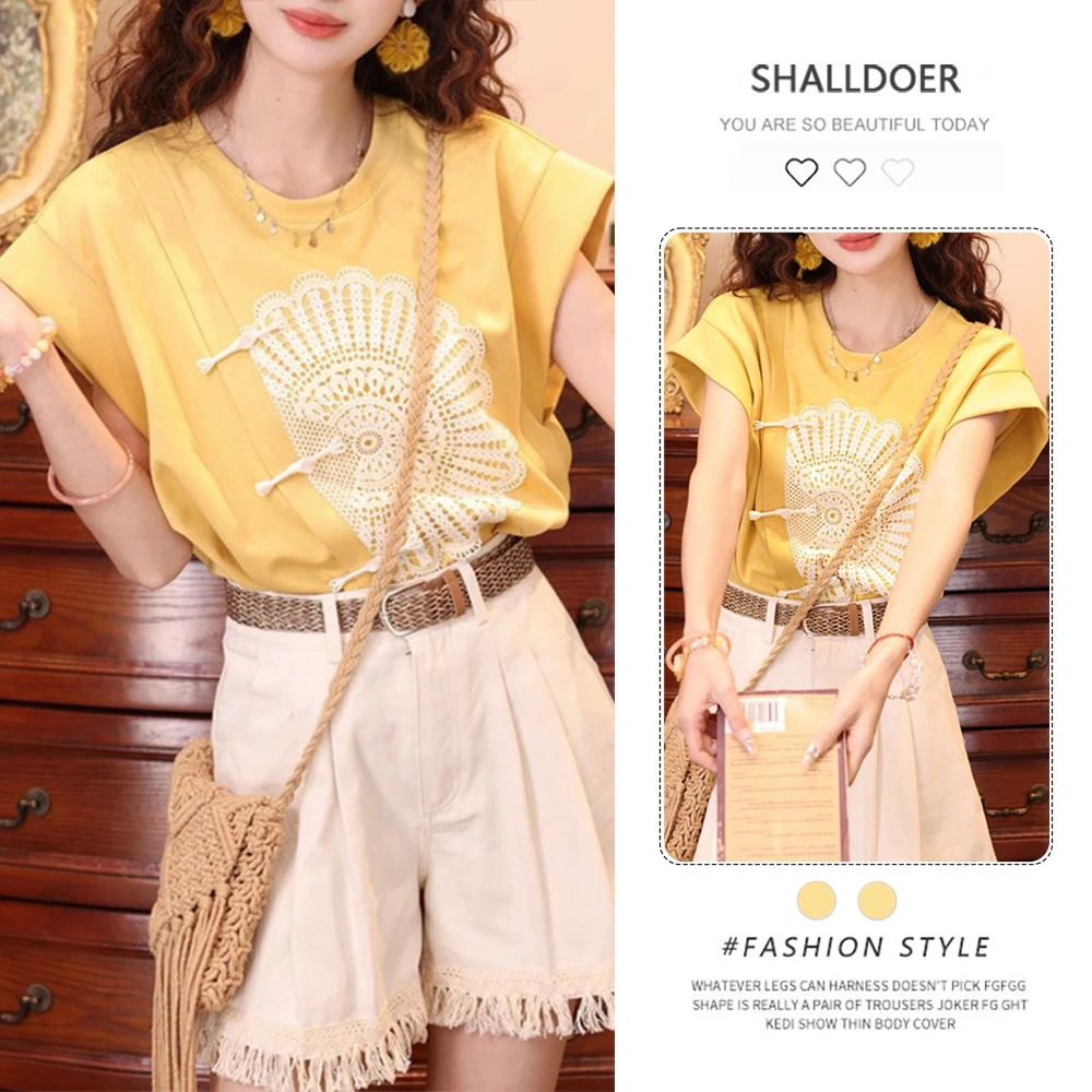 港风复古圆领宽松T恤女夏季显瘦上衣