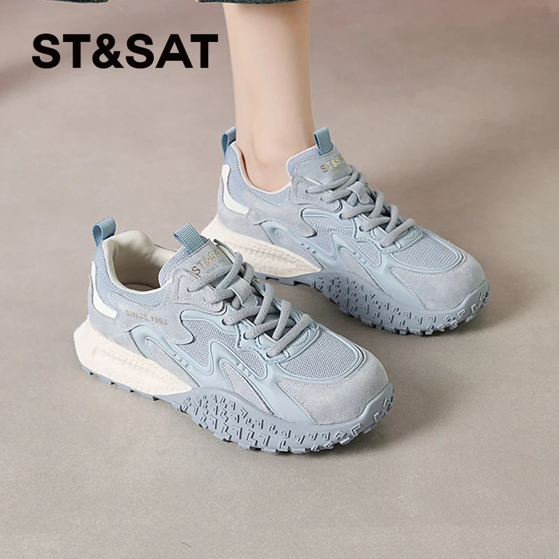 星期六女鞋网面德训鞋2025夏季新款透气休闲运动鞋子女超火阿甘鞋