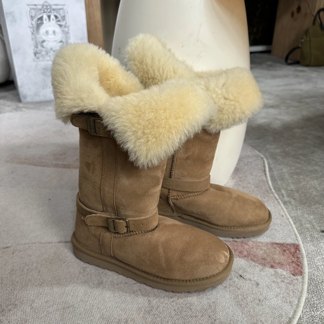 infobyfive2025冬季加厚雪地靴中筒靴加绒真皮真毛鞋子2DJ2808