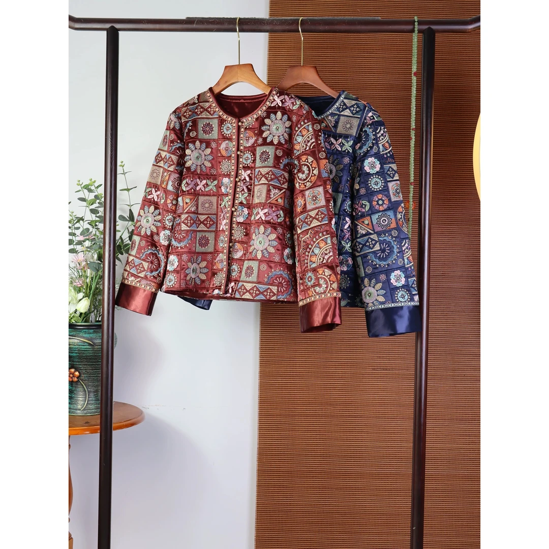 【宝相满绣】新中式国风重工绣花圆领民族国潮圆领外套拼接气质