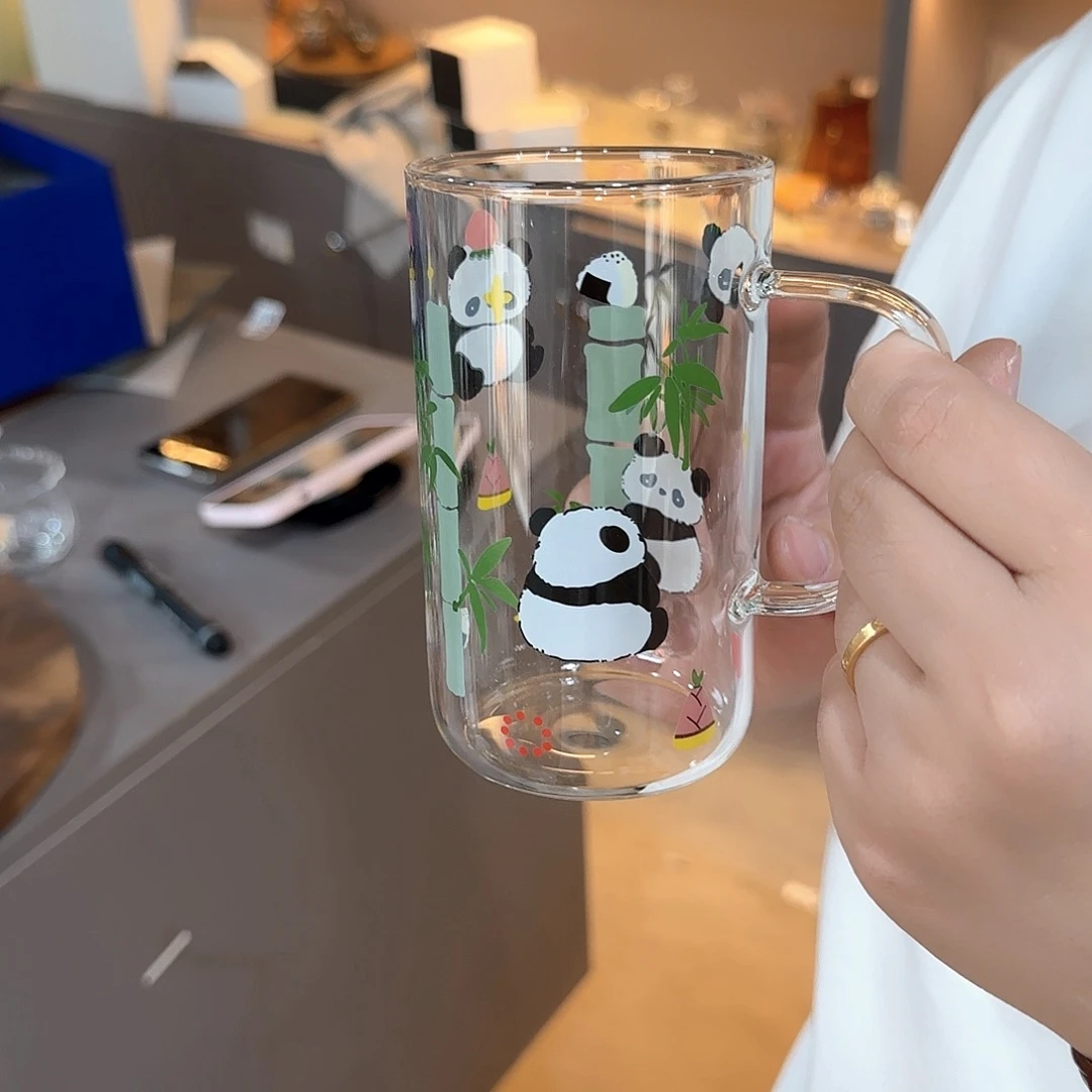 758号高硼硅玻璃熊猫杯两只