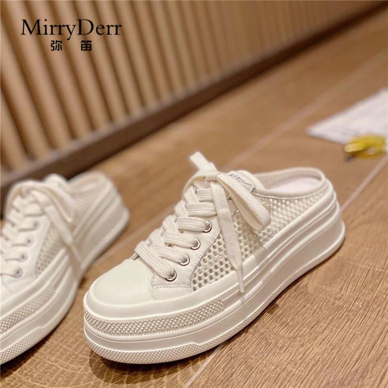 厚底时尚白色休闲鞋女2024夏新款轻便软底半拖鞋女款2025新款爆款