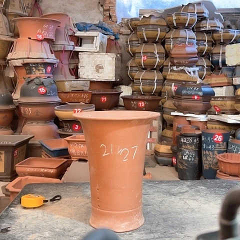 紫砂花盆高蓝花盆一个