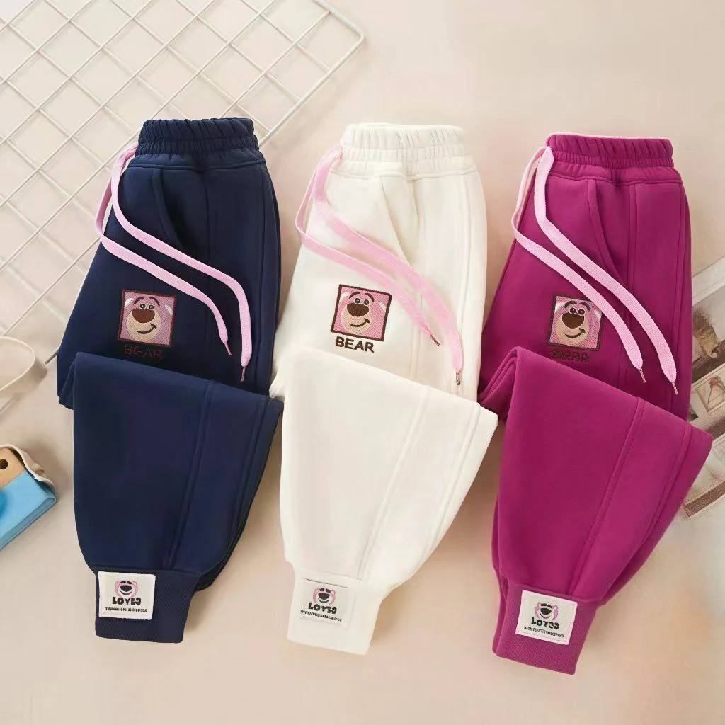 宽松女童春秋款时尚裤子中小儿童运动裤女孩卫裤草莓熊休闲收脚裤